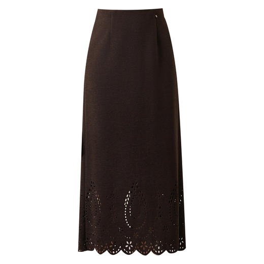 「自」全新升级【铂金会员146/天猫199/差价53】(05621)洛诗琳气质镂空毛呢半身裙2025秋冬高腰开叉通勤直筒裙 商品图4