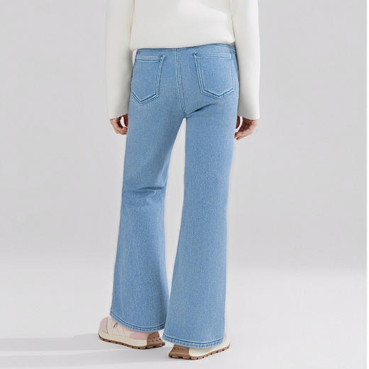 笛莎Deesha 童装女童裤子2025冬新款甜美加绒牛仔喇叭裤 商品图2