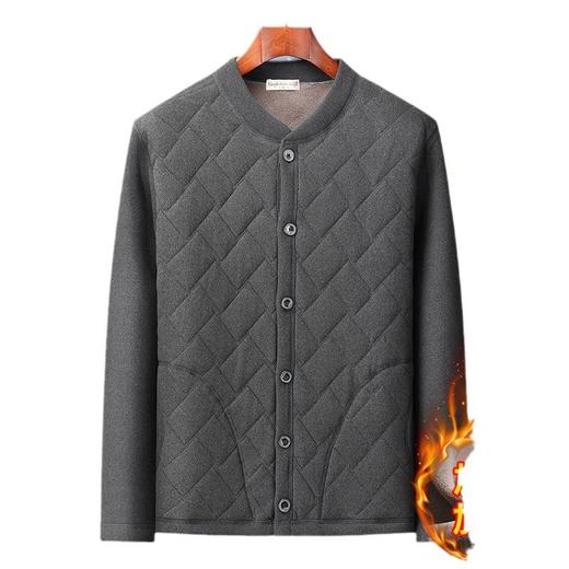 冬季【中老年男装保暖开衫棉衣】加绒加厚棉袄外穿 老人爸爸冬季内搭套装  商品图4