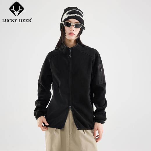 【秋冬新品！88元秒杀！】LUCKY DEER幸运鹿秋冬季时尚摇粒绒开衫外套户外轻保暖外套 商品图3