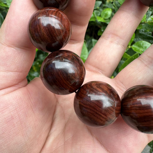 【青山特惠】2.0*12颗海南黄花梨紫油梨满纹满黑线手串h1242 商品图4