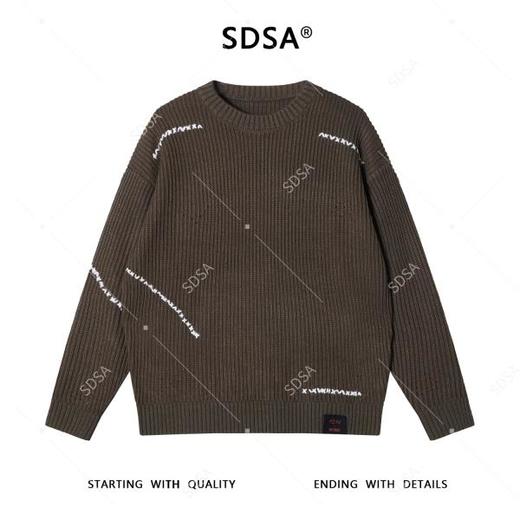243031SDSA男士秋冬新款痞帅男装潮牌撞色缝线圆领针织衫毛衣百搭休闲 商品图1