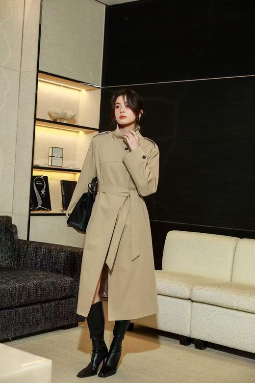 SZ3D51_卡其色_风衣_秋季_立领收腰中长款宽松显瘦通勤气质_高级女装_BERNIEELEN 伯妮斯茵 商品图0