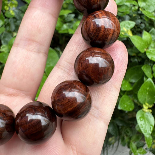 【青山特惠】1.6*14颗海南黄花梨紫油梨老料圆珠单圈男士手串水波纹满纹h121 商品图3