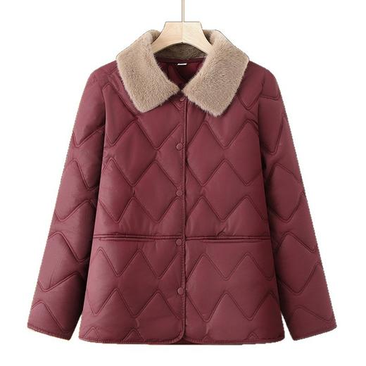 冬季【妈妈装轻薄水洗皮衣棉服】中老年女装大码 宽松毛领上衣保暖小棉衣  商品图4