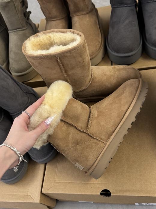 【女款】河南桑坡雪地靴 经典中筒5825薄底/厚底 雪地靴羊皮毛一体35-40码 商品图3