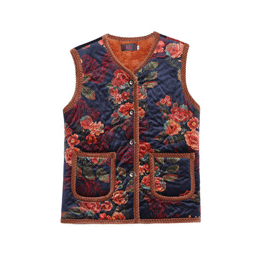 秋冬【加绒加厚妈妈装马甲】奶奶保暖背心 中老年女装老太太马夹外套坎肩  商品图4