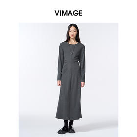 VIMAGE纬漫纪收腰显瘦秋冬新款连衣裙长裙V2407109