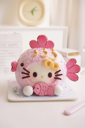 hellokitty小鱼儿双鱼座合体版卡通蛋糕-低糖处理无添加