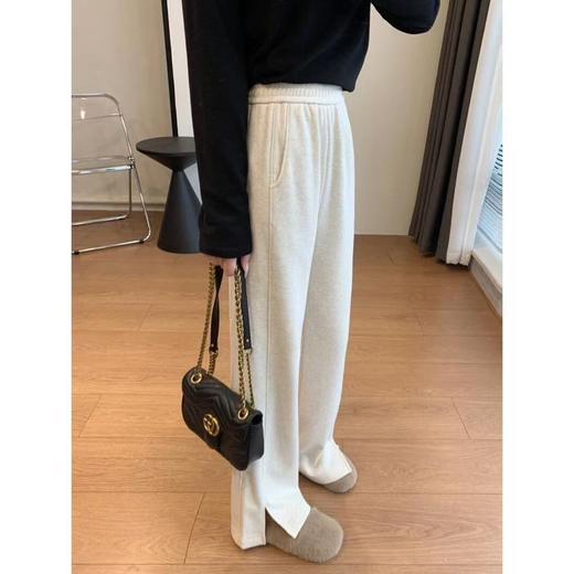 优选丨【600g羊毛开衩直筒裤】高支羊毛面料 宽松挺阔版型 巨显瘦 不臃肿 商品图5