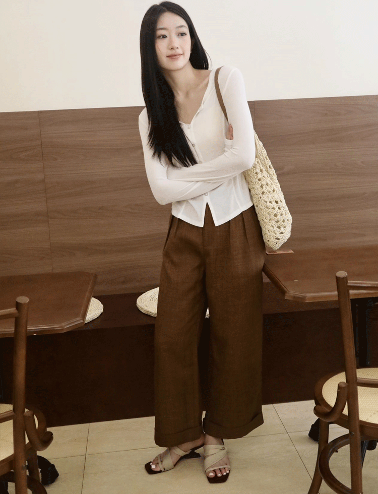 LPIUTY布朗尼卷边阔腿裤 ， 把浓郁秋色穿在身上，时髦又高级，大牌级品质【G】