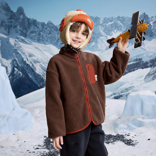 【MQD】男大童冬季学院风潮酷休闲保仿羊羔绒立领外套 商品图2