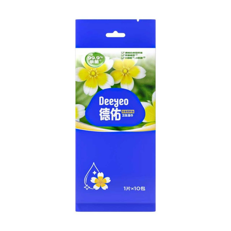 德佑Deeyeo 白池花籽油卫生湿巾单片10包1提 10020709