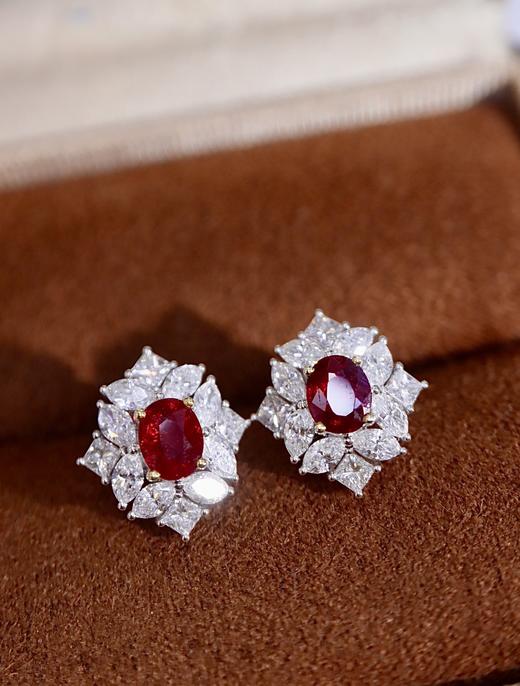 1.5ct刻面红宝石耳钉 商品图2