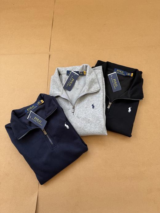 G542男女同款，三色polo半拉链复合牛奶丝套头卫衣 商品图1