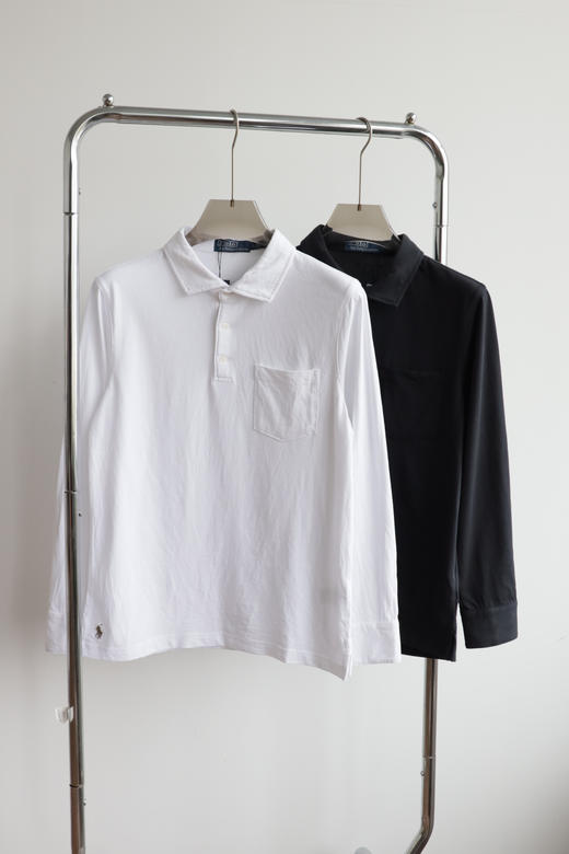 R.L 复古水洗做旧 翻领全棉针织长袖POLO衫 CX229 商品图4