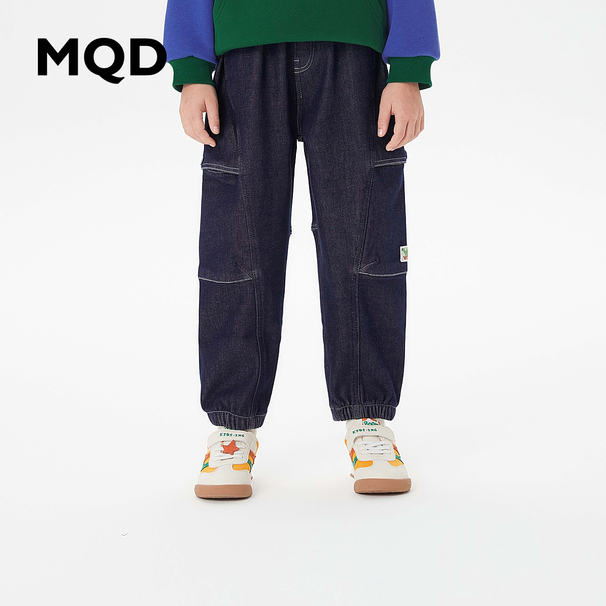 【MQD】童装男大童冬季加绒休闲牛仔长裤儿童加厚保暖裤子潮