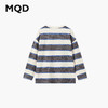 【MQD】男童25春学院风条纹中大童运动休闲圆领套头卫衣 商品缩略图1