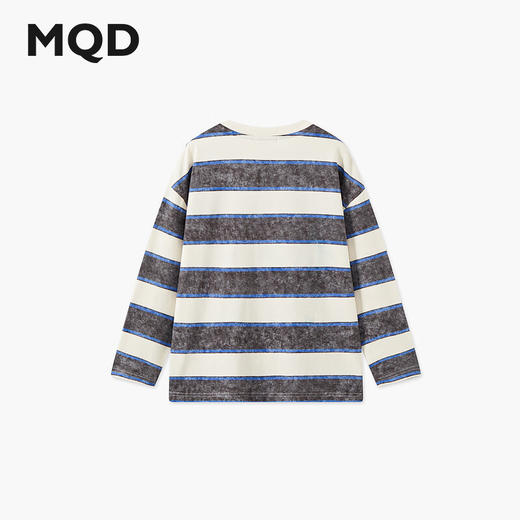 【MQD】男童25春学院风条纹中大童运动休闲圆领套头卫衣 商品图1