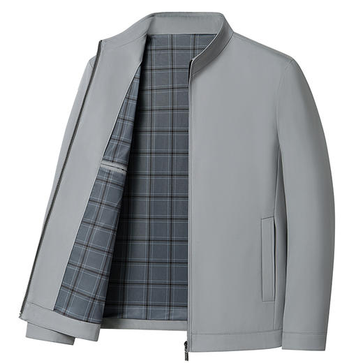 丰讯 夹克春秋季男士行政立领纯色中老年男外套爸爸装上衣 FXNX8505 商品图3