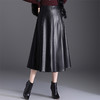 QYM 7109-Y皮裙半身裙遮胯A字裙中长款PU皮大摆半身裙 商品缩略图1