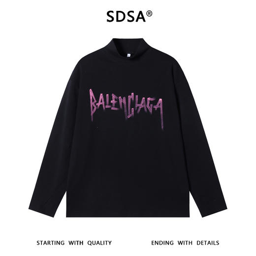 T4887SDSA秋冬新款痞帅男装美式撞色印花字母半高领长袖T恤时尚休闲 商品图1