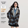 【10/15新品】熙世界双面两穿格纹毛呢外套女2025年秋冬新款复古戗驳领羊毛大衣 商品缩略图0