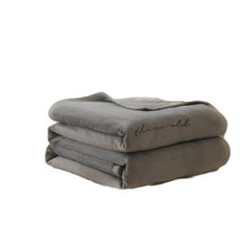 俞兆林 纯色绣花牛奶绒毛毯2米深灰 YZL-24098