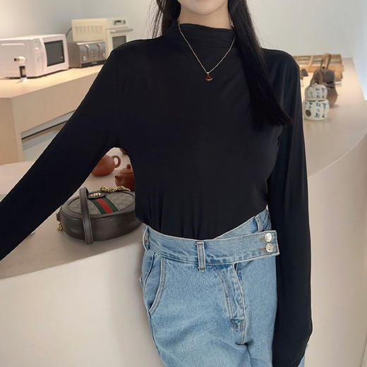 【买一送一】椰油美肤衣简约又高级 椰油八色半高领面膜打底衫莫代尔亲肤高弹修身长袖面膜衣秋冬打底内搭体恤衫 商品图11