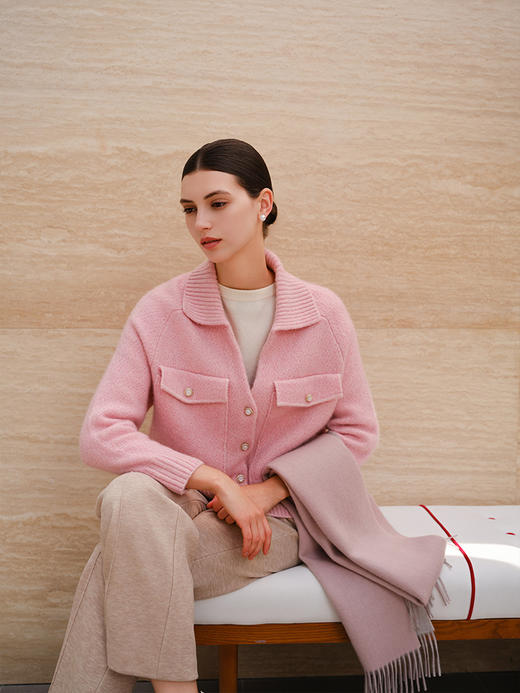 【羊绒+桑蚕丝开衫外套】羊绒世家秋冬新品女士针织款开衫外套 商品图1