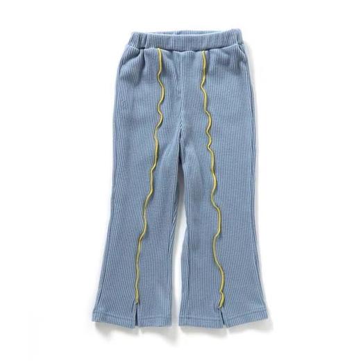 br女童坑条花边拼接休闲裤长裤 喇叭裤弹力大80-100 商品图0