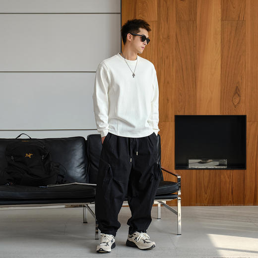 徐太浪【cleanfit 立体裁剪】320g长袖T恤男春秋休闲通勤白色上衣 商品图2