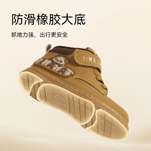 泰兰尼斯童鞋冬季新款儿童学步鞋男宝小黄靴板鞋加绒保暖防滑耐磨T04T5D6719 商品图4