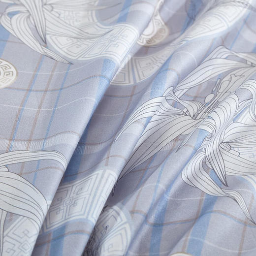 富安娜 床单四件套/星月竹影/灰 203*229cm 6916517647598 商品图3