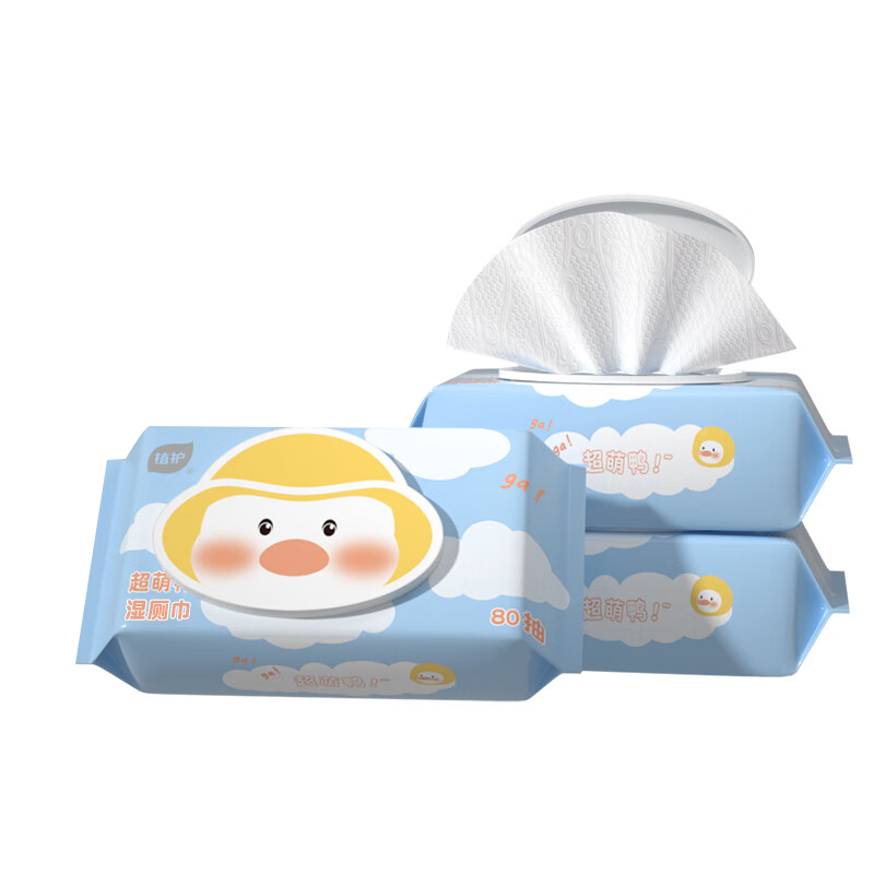 植护 超萌鸭湿厕纸80片*3包 MHCMY-3B
