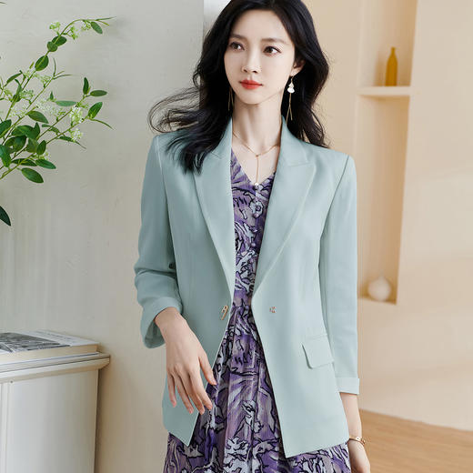 剩S/M 别致七分袖醋酸西服知性职业小西装外套女0824 商品图2