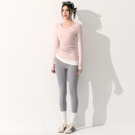 跃牌【禅语梵心】撞色抽绳蓄热显瘦上衣女健身服跑步瑜伽长袖训练运动T恤CX5708 商品图4