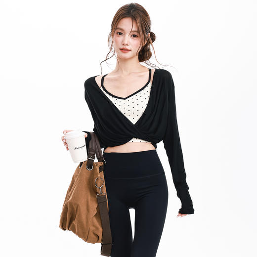 跃牌【禅语梵心】新品纽结天丝显瘦上衣女健身服跑步瑜伽长袖训练运动T恤罩衫CX8091 商品图3