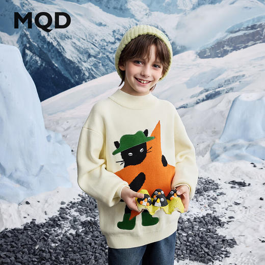 【MQD】男童冬季五角星卡通半高领保暖毛衣潮酷学院中大童上衣 商品图0