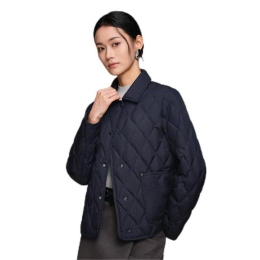 波司登 女衬衫领菱形格短款羽绒服 B250134182 商品图0