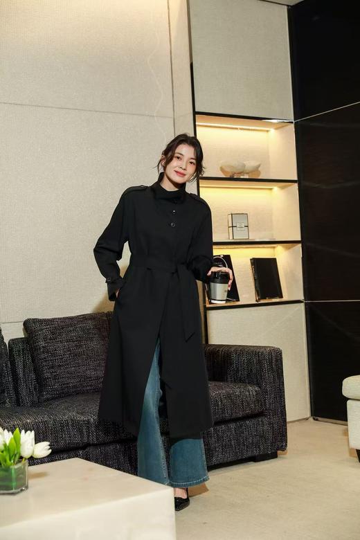 SZ3D51_漆黑色_风衣_秋季_立领收腰中长款宽松显瘦通勤气质_高级女装_BERNIEELEN 伯妮斯茵 商品图2