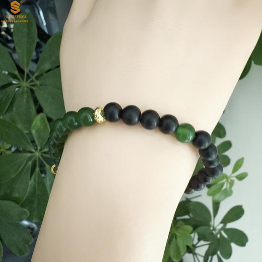 【品牌授权】【香港周六福】原创「玄瑞」喜木水丨新中式国风和田碧玉黑檀木事业运手串 商品图4