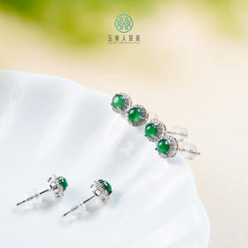 D翡翠耳钉-翡翠蛋面耳钉约5mm