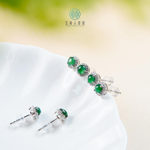 D翡翠耳钉-翡翠蛋面耳钉约5mm 商品图0