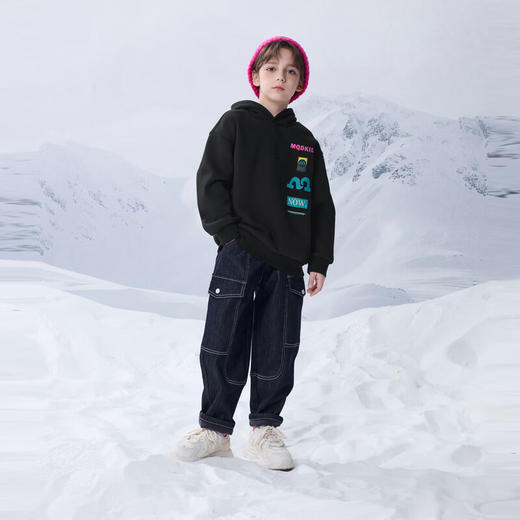 【MQD】冬季男大童学院风卡通加绒休闲连帽卫衣 商品图3