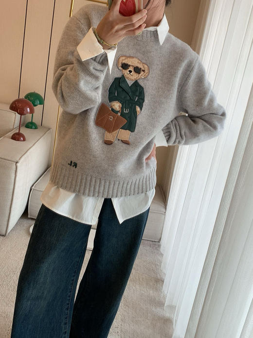 1015-6 亲戚工厂 一手渠道货 RL紫标小熊毛衣 羊毛羊绒混纺 敲美的 商品图9