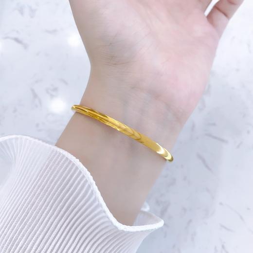 【限时克减150元】足金999.9 #超轻 【精品】空心固口手镯超轻镜面工艺猫眼圆棍手镯（面宽约3.5-3.9mm）(AISZ00790),(预售产品下单后不退款不退货不换货不补差价) 商品图2