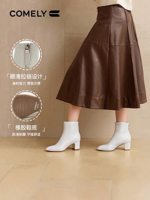 【云粉节】BF楼粗跟时装靴女2025年冬季新款高跟后拉链短靴女靴子KYQ58650  吊牌价1580 活动价790 商品图0