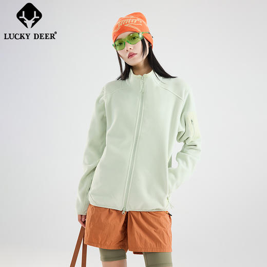 【秋冬新品！88元秒杀！】LUCKY DEER幸运鹿秋冬季时尚摇粒绒开衫外套户外轻保暖外套 商品图6