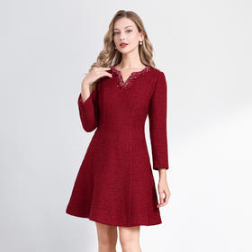 「高货deo」全新升级【铂金会员487/天猫659/差价172】(02515)洛诗琳新款轻奢小香风连衣裙2025秋冬优雅收腰显瘦A字裙